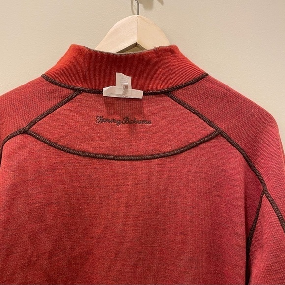 Tommy Bahama Reversible Flipshore Dark Taupe Heather Quarter Zip Sweater - Picture 10 of 12